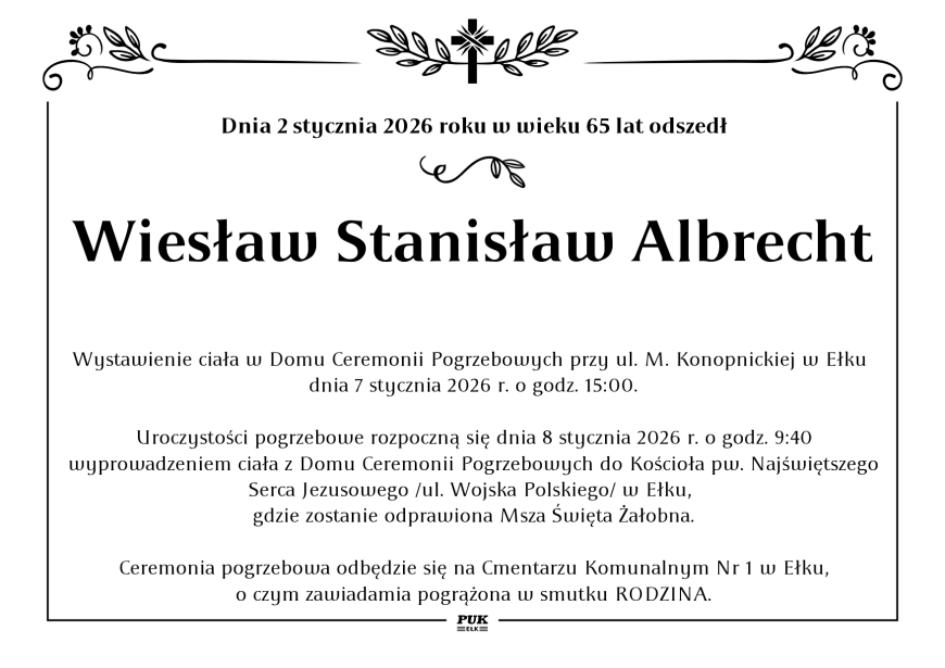 Wiesław Stanisław Albrecht - nekrolog